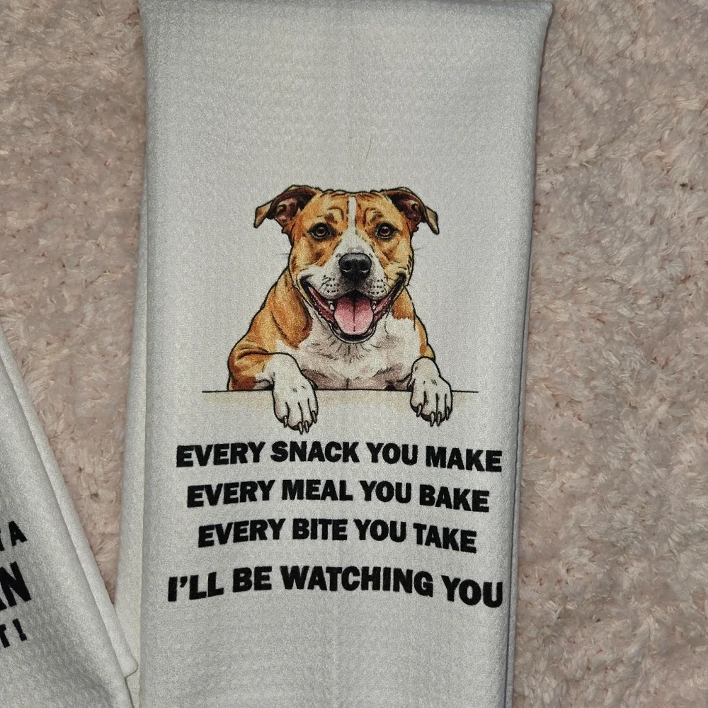 American pit bull Dog Print Kitchen Towels set - White